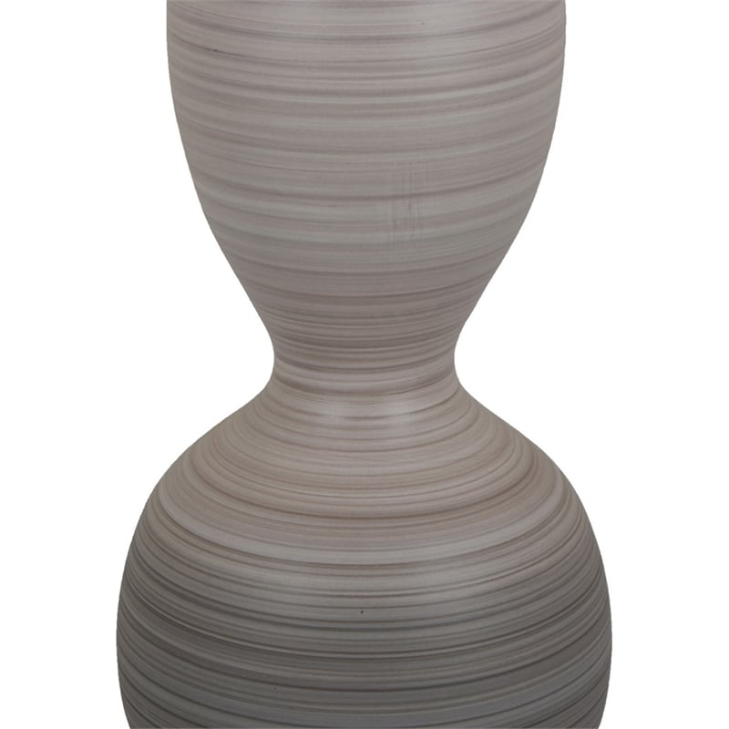 Benjara Modern Flower Vase- Double Bulb Ombre Textured Gray Ceramic- 17 Inch