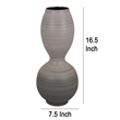 Benjara Modern Flower Vase- Double Bulb Ombre Textured Gray Ceramic- 17 Inch