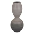 Benjara Modern Flower Vase- Double Bulb Ombre Textured Gray Ceramic- 17 Inch