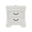 Benjara Lynda Nightstand- 2 Drawers Metal Handles- White Acacia Wood 27 Inch