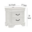 Benjara Lynda Nightstand- 2 Drawers Metal Handles- White Acacia Wood 27 Inch