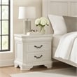 Benjara Lynda Nightstand- 2 Drawers Metal Handles- White Acacia Wood 27 Inch
