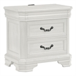 Benjara Lynda Nightstand- 2 Drawers Metal Handles- White Acacia Wood 27 Inch