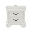 Benjara Lynda Nightstand- 2 Drawers Metal Handles- White Acacia Wood 27 Inch