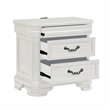 Benjara Lynda Nightstand- 2 Drawers Metal Handles- White Acacia Wood 27 Inch