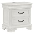 Benjara Lynda Nightstand- 2 Drawers Metal Handles- White Acacia Wood 27 Inch
