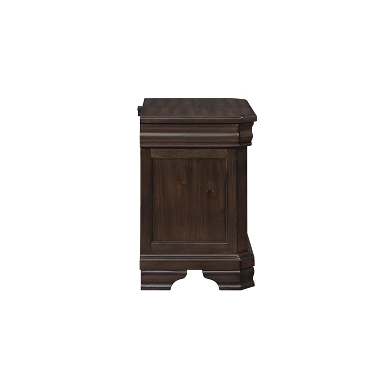 Benjara Lynda Nightstand- 2 Drawers Metal Handles- Brown Acacia Wood- 28 Inch