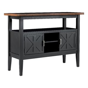 Benjara Mac Dining Sideboard Server- Wine Holder and Rack- Black Brown Wood