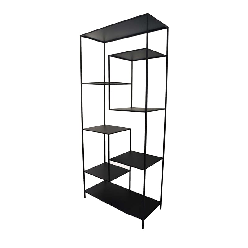 Benjara Dean Plant Stand with 8 Shelves and Tiered Design- Black Metal 80 Inch