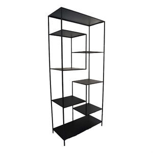 Benjara Dean Plant Stand with 8 Shelves and Tiered Design- Black Metal 80 Inch