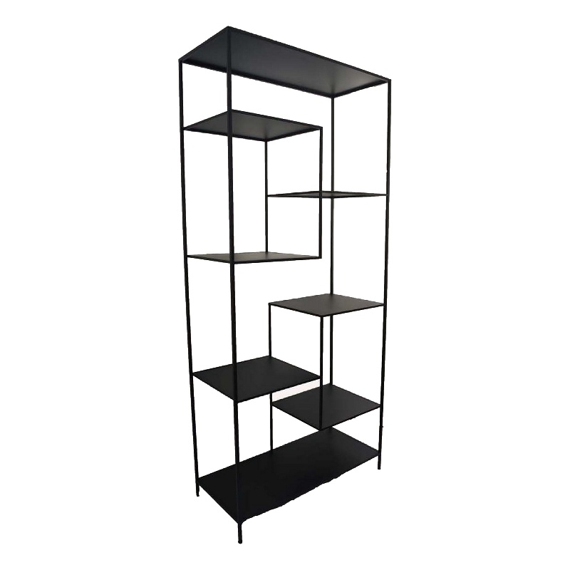 Benjara Dean Plant Stand with 8 Shelves and Tiered Design- Black Metal 80 Inch