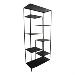 Benjara Dean Plant Stand with 8 Shelves and Tiered Design- Black Metal 80 Inch