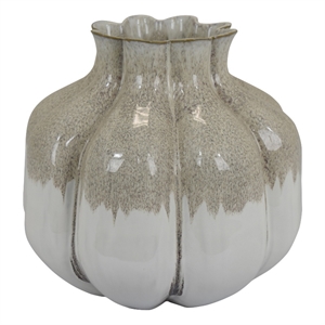 Benjara Roxy Rounded Vase with Scalloped Rim- Multi Colored Ceramic 11 Inch