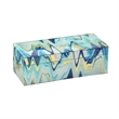 Benjara Jenny Small Decorative Box Set of 2- Abstract Marbled Teal Blue Glass