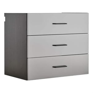 Benjara Asti Garage Wall Storage Cabinet- 32&quot 3 Drawers- Gray Metallic