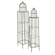 Benjara Meryl Plant Trellis Set of 2- Garden Tall Cage Design- Green Metal