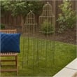 Benjara Meryl Plant Trellis Set of 2- Garden Tall Cage Design- Green Metal