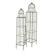 Benjara Meryl Plant Trellis Set of 2- Garden Tall Cage Design- Green Metal
