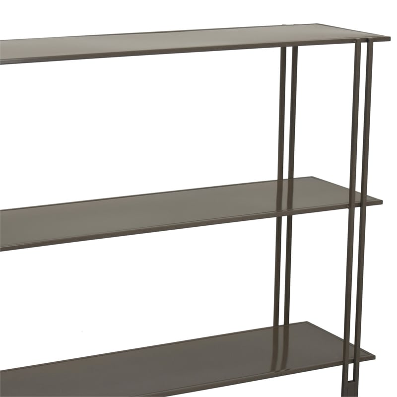 Benjara Bush Plant Display Stand- Modern 3 Tier Gray Metal Finish- 32 Inch