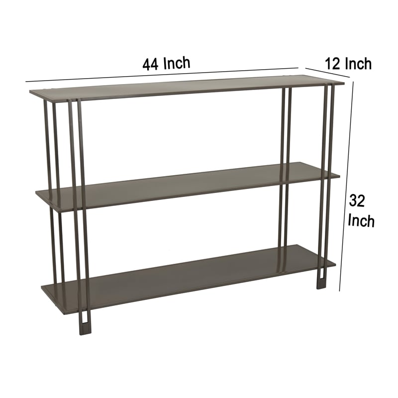 Benjara Bush Plant Display Stand- Modern 3 Tier Gray Metal Finish- 32 Inch