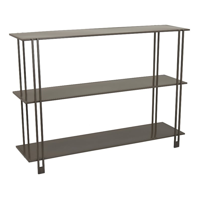 Benjara Bush Plant Display Stand- Modern 3 Tier Gray Metal Finish- 32 Inch