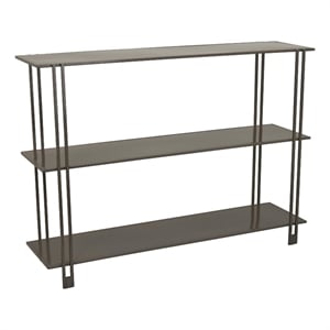 Benjara Bush Plant Display Stand- Modern 3 Tier Gray Metal Finish- 32 Inch