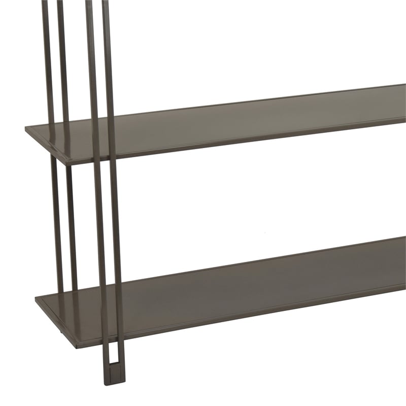 Benjara Bush Plant Display Stand- Modern 3 Tier Gray Metal Finish- 32 Inch