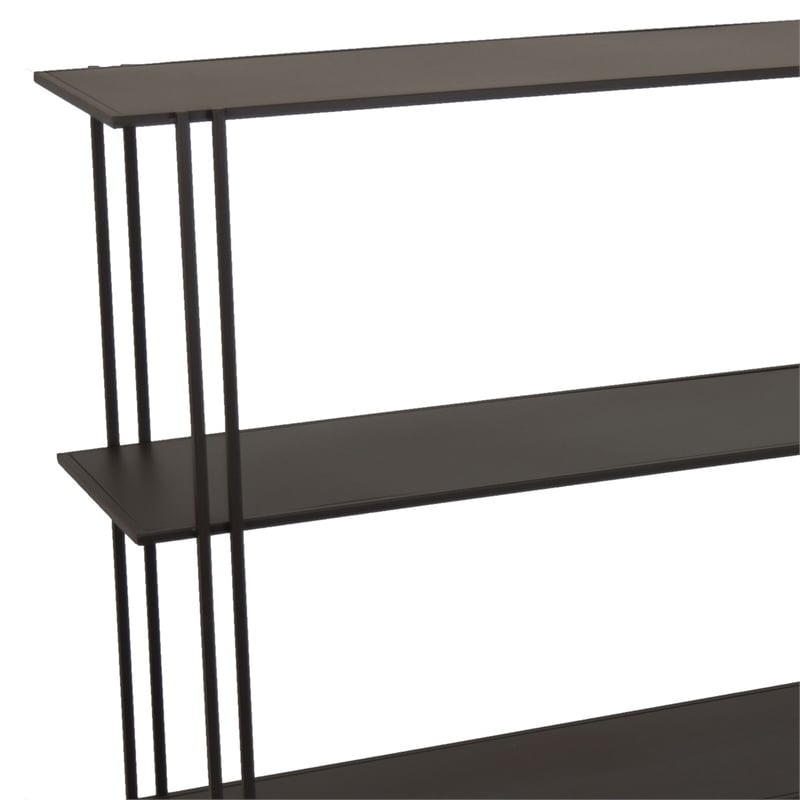 Benjara Bush Plant Display Stand- Modern 3 Tier Brown Metal Finish- 32 Inch