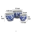 Benjara 3pc Modern Planter- Japanese Inspired Art Design- Blue White Ceramic