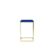 Benjara Zen Side End Table- C Shape Gold Base- Navy Blue Lacquer Top