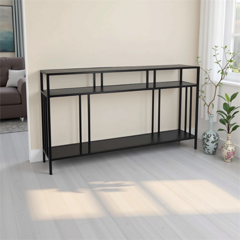 Benjara Plant Display Stand- 3 Tier Black Metal- Modern Industrial 48 Inch