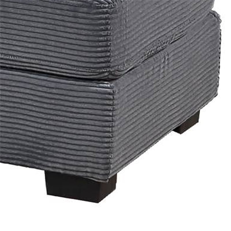 Benjara Lomi Cocktail Ottoman- Dark Gray Corduroy- Black Legs- 45 x 28 Inch