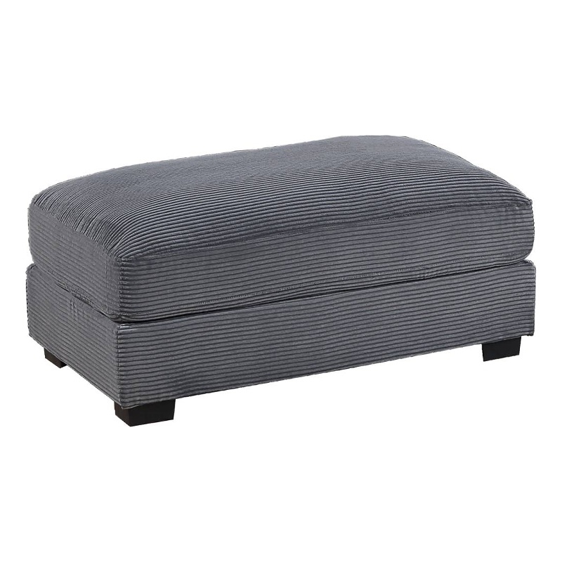 Benjara Lomi Cocktail Ottoman- Dark Gray Corduroy- Black Legs- 45 x 28 Inch