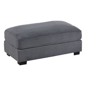 Benjara Lomi Cocktail Ottoman- Dark Gray Corduroy- Black Legs- 45 x 28 Inch