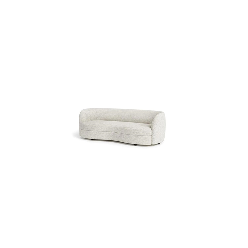 Benjara Srey Sofa- 84 Inch- Modern Plush White Boucle- Curved Kidney Shape