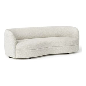 Benjara Srey Sofa- 84 Inch- Modern Plush White Boucle- Curved Kidney Shape
