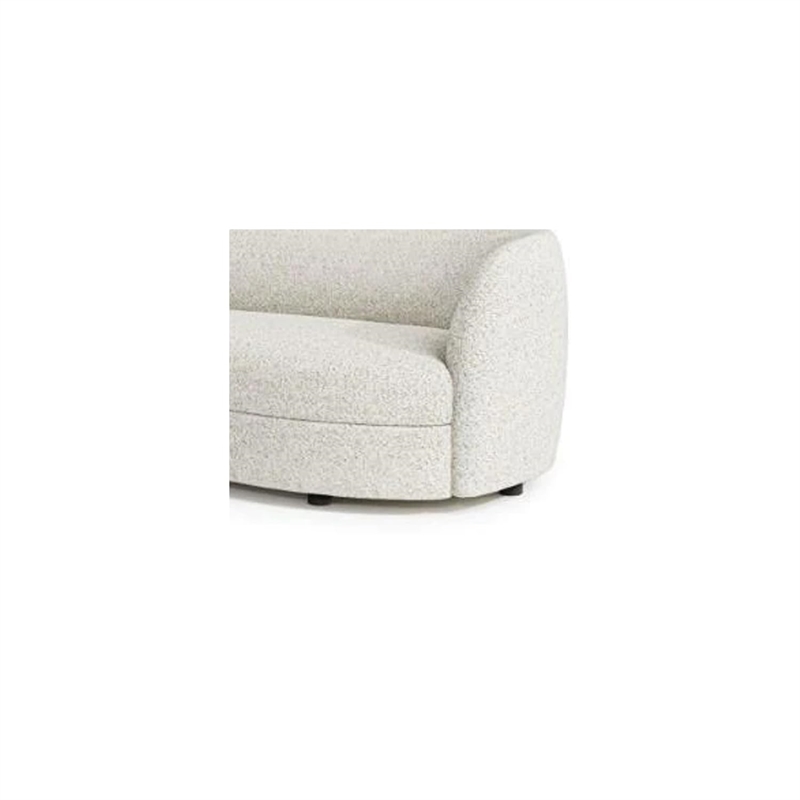 Benjara Srey Sofa- 84 Inch- Modern Plush White Boucle- Curved Kidney Shape