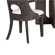 Benjara Zoko 5pc Round Dining Table Set- White Polyester Chairs- Ash Gray Wood