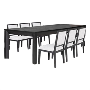 Benjara Kizie 7pc Dining Table Set- 94-118&quot Extendable- Black Wood Chairs