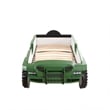 Benjara Randy SUV Twin Bed with Lights and Sound Effects- Green Faux Leather