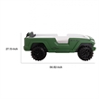 Benjara Randy SUV Twin Bed with Lights and Sound Effects- Green Faux Leather
