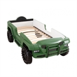 Benjara Randy SUV Twin Bed with Lights and Sound Effects- Green Faux Leather