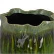 Benjara Balie Accent Vase- Green Ceramic Irregular Top Edge- Modern 10 Inch