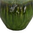 Benjara Balie Accent Vase- Green Ceramic Irregular Top Edge- Modern 10 Inch