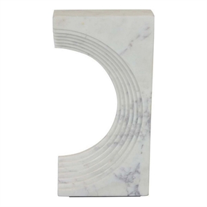Benjara Keveny Tabletop Decor- C Arch Sculpture Texture White Marble- 13 Inch