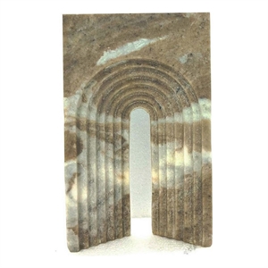 Benjara Keveny Tabletop Decor- Arch Sculpture Textured Brown Marble- 11 Inch