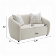 Benjara Tiena Loveseat- 2 Accent Throw Pillows- Modern Beige Linen- 67 Inch