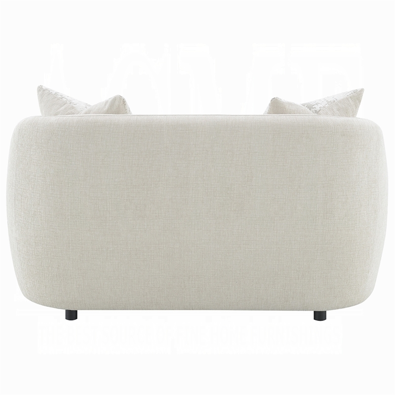 Benjara Tiena Loveseat- 2 Accent Throw Pillows- Modern Beige Linen- 67 Inch