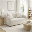 Benjara Tiena Loveseat- 2 Accent Throw Pillows- Modern Beige Linen- 67 Inch