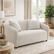 Benjara Tiena Loveseat- 2 Accent Throw Pillows- Modern Beige Linen- 67 Inch